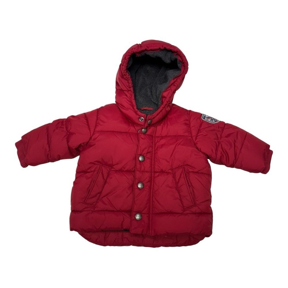 Gap Red Puffer Jacket Hooded Fleece Lined‎ Winter Jacket Baby 0 6 Months